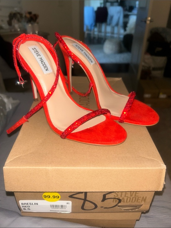 Steve Madden Shoes - Steve Madden Red Glitter Suede Breslin Stiletto Sandals